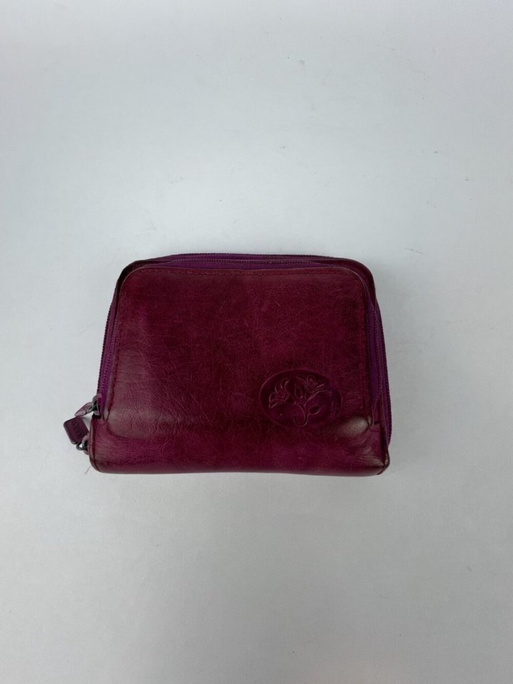 Vintage Buxton Women’s Leather Zippered Bifold Wallet | Purple Small Compact USA